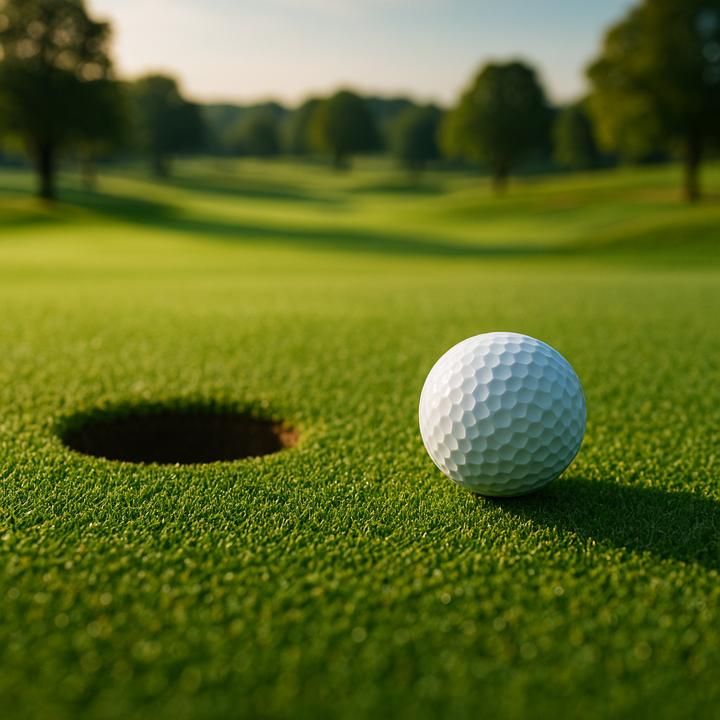 Golf ball on green